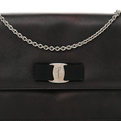 Salvatore Ferragamo Printed Calfskin Vara Bow Chain Flap Crossbody Black 7 of 15