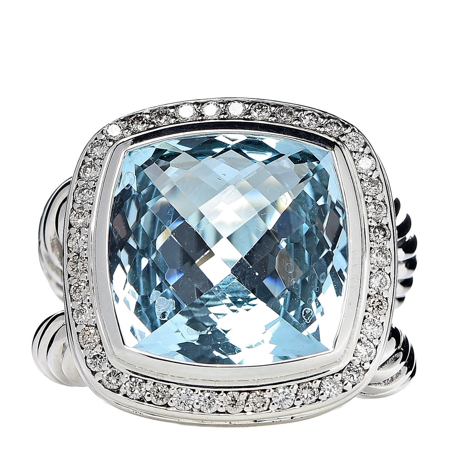 Sterling Silver Diamond Blue Topaz 14mm Albion Ring 53 6.25