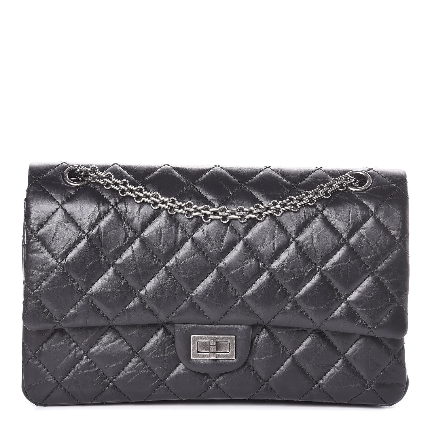 Chanel Metallic Aged Calfskin Quilted 2.55 Reissue 226 Flap Black 1 of 9