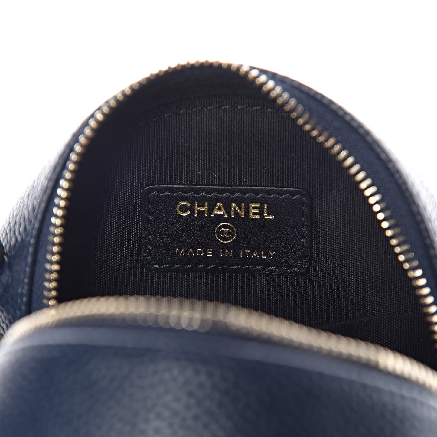 Caviar Quilted Round Filigree Crossbody Navy Black