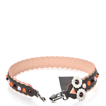 Fendi Vitello Dolce Nappa Hypnoteyes Bi-Color Scalloped Spike Studded Strap You Carbone Plaster White Multicolor 3 of 7