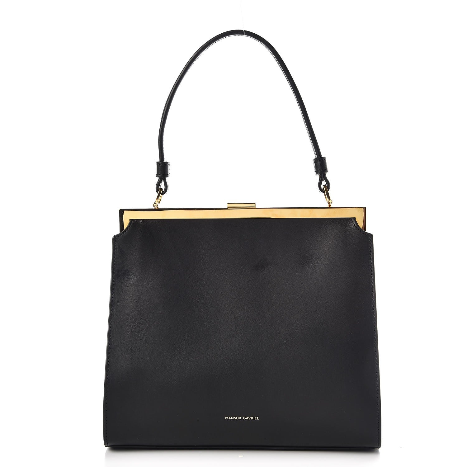 Mansur Gavriel Vegetable Tanned Calfskin Elegant Top Handle Bag Black 1 of 11
