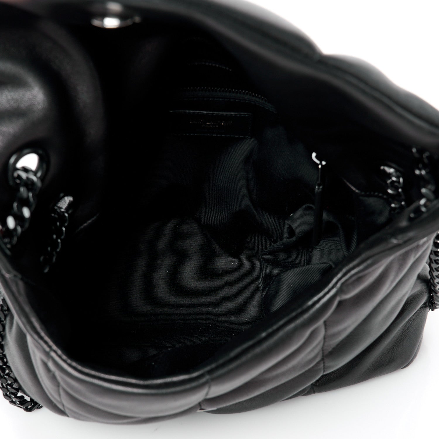 Saint Laurent Lambskin Quilted Monogram Monochrome Small Loulou Puffer Chain Satchel Black 5 of 11