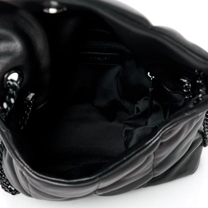 Saint Laurent Lambskin Quilted Monogram Monochrome Small Loulou Puffer Chain Satchel Black 5 of 11