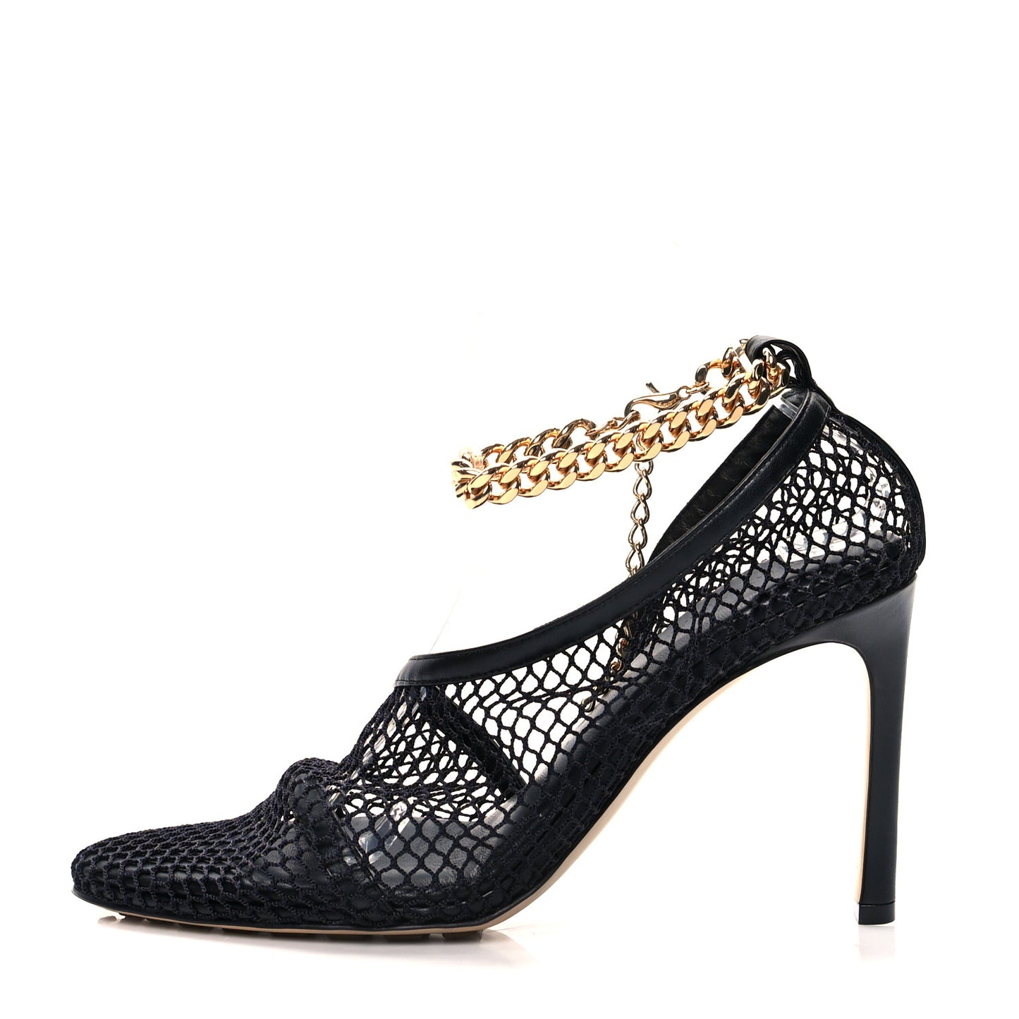 Mesh Nappa Chunky Chain Sandals 39.5 Black