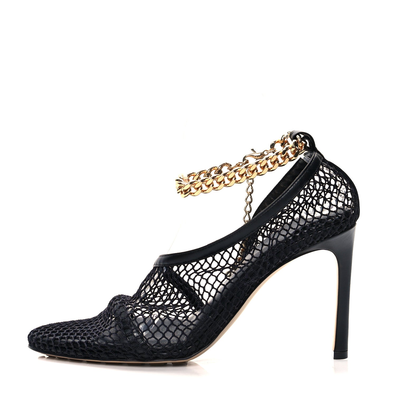 Bottega Veneta Mesh Nappa Chunky Chain Sandals 39.5 Black 1 of 7