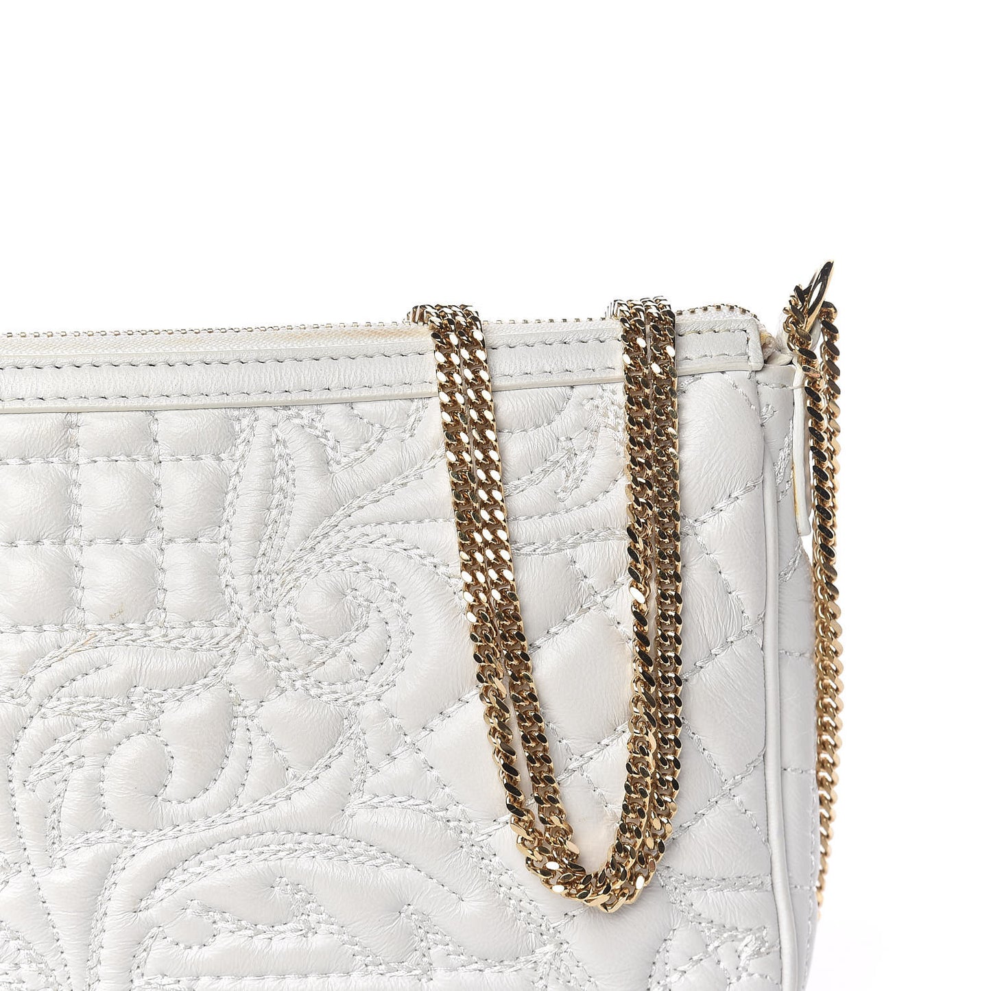 Nappa Barocco Quilted Vanitas Chain Crossbody Bag White