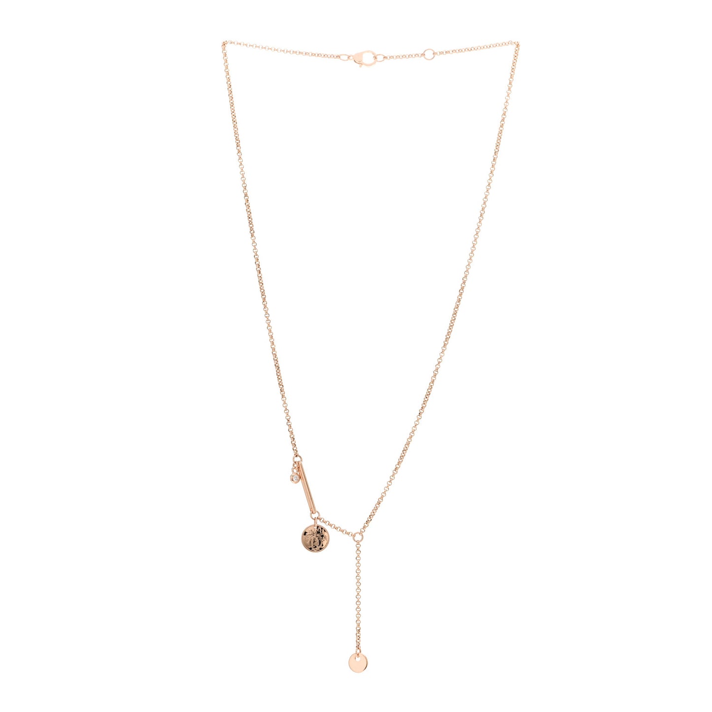 18K Rose Gold Diamond PM Ex-Libris Pendant Necklace