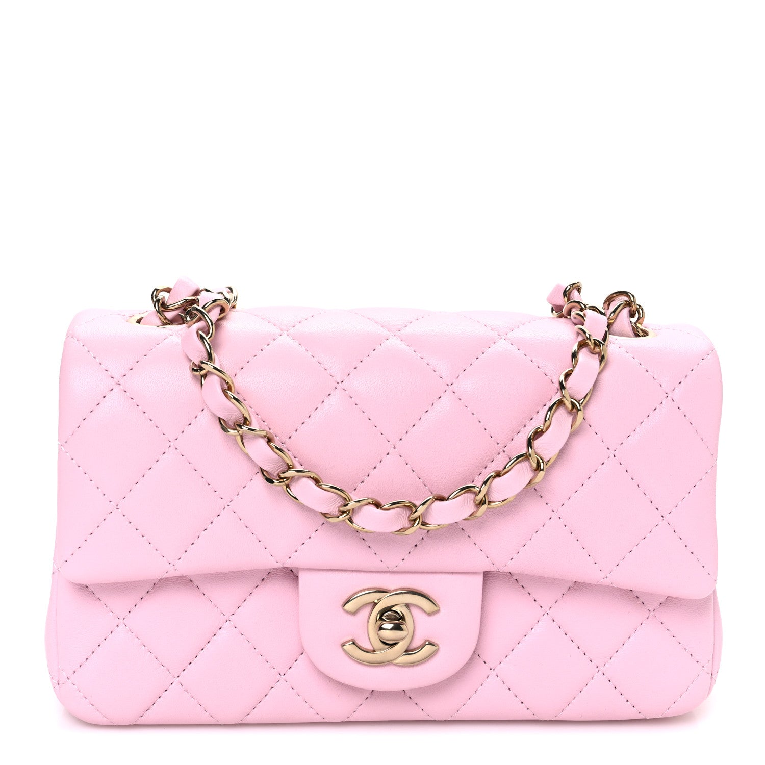 Chanel Lambskin Quilted Mini Rectangular Flap Light Pink 1 of 11