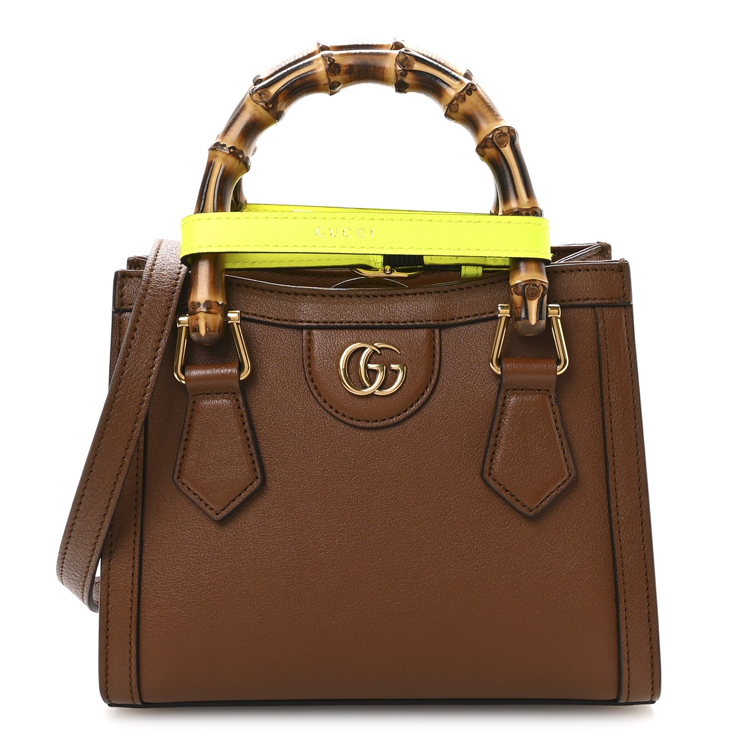 Gucci Wonka Grain Calfskin Mini Diana Tote Bag Cuir Yellow Fluo 1 of 11