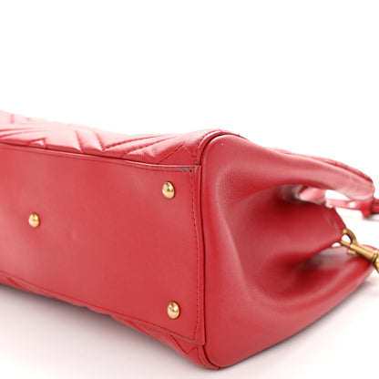 Gucci Calfskin Matelasse Small GG Marmont Tote Hibiscus Red 10 of 11