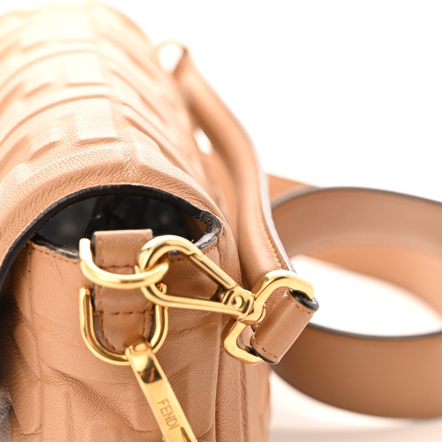 Fendi Nappa FF 1974 Embossed Baguette Miele Scuro 13 of 15