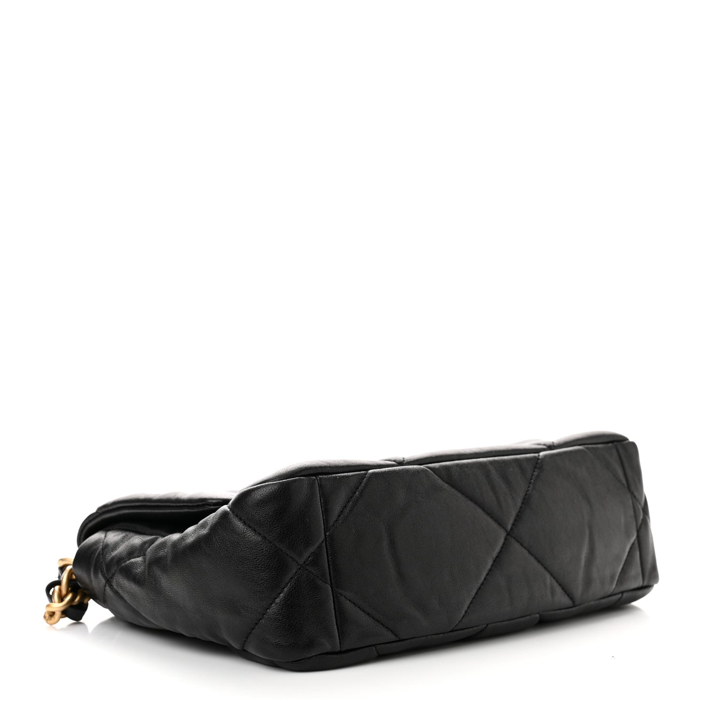 Shiny Goatskin Quilted Medium Chanel 19 Flap Black