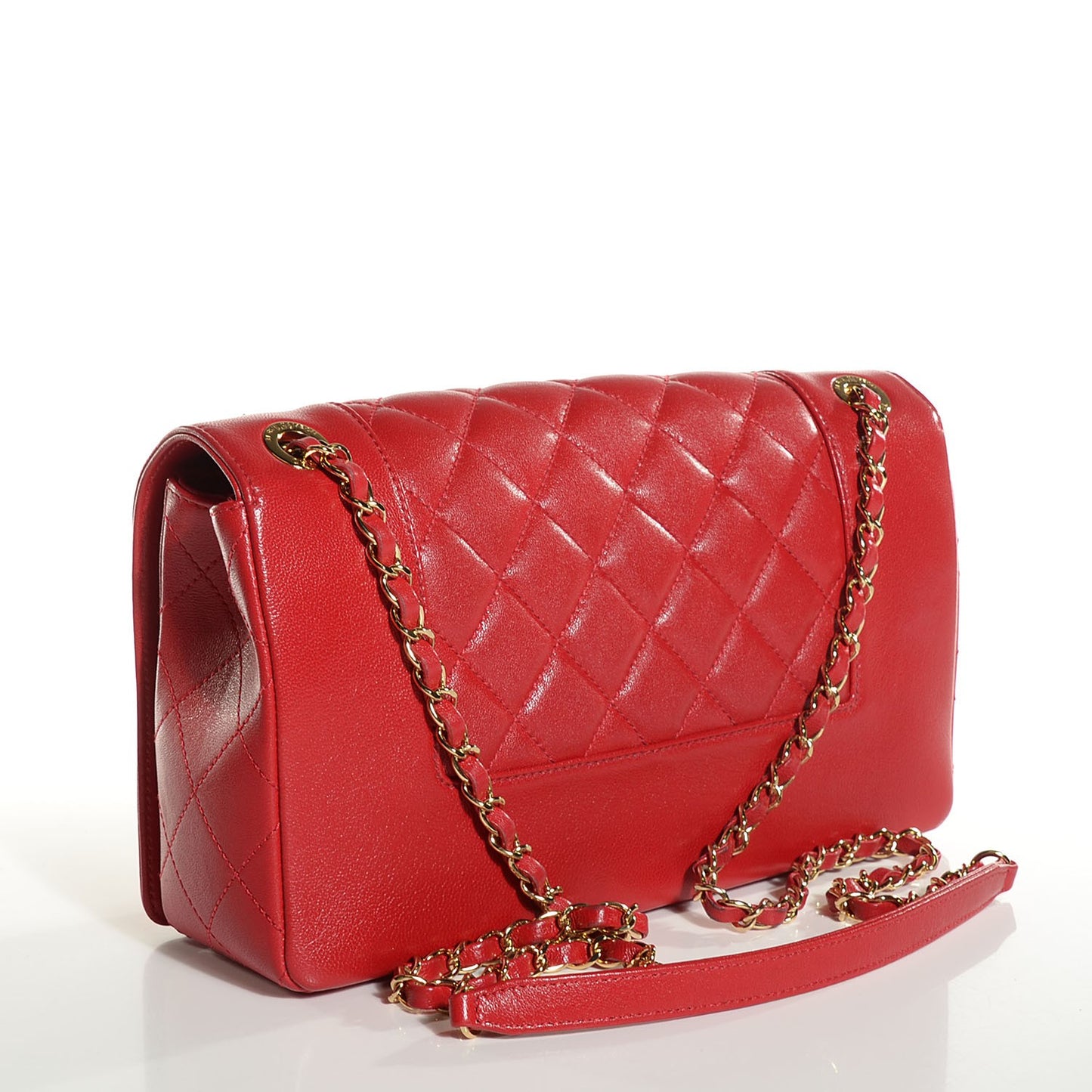 Iridescent Sheepskin Quilted Vintage Mademoiselle Flap Red