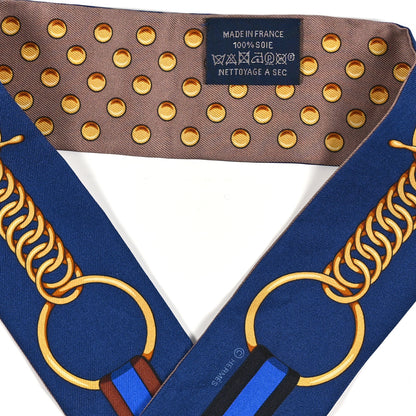 Hermes Silk Grand Tralala Twilly Marron Glacé Marine Gold 3 of 3