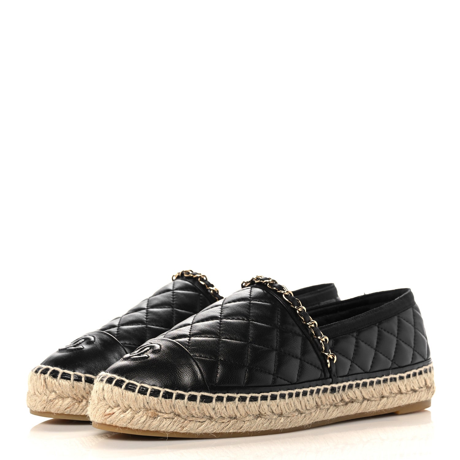 Chanel Lambskin Quilted CC Chain Espadrilles 39 Black 3 of 7