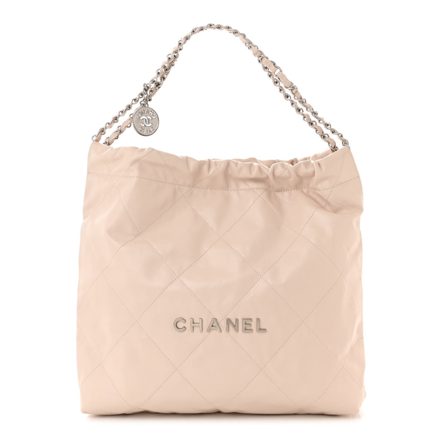 Shiny Calfskin Quilted Chanel 22 Ecru