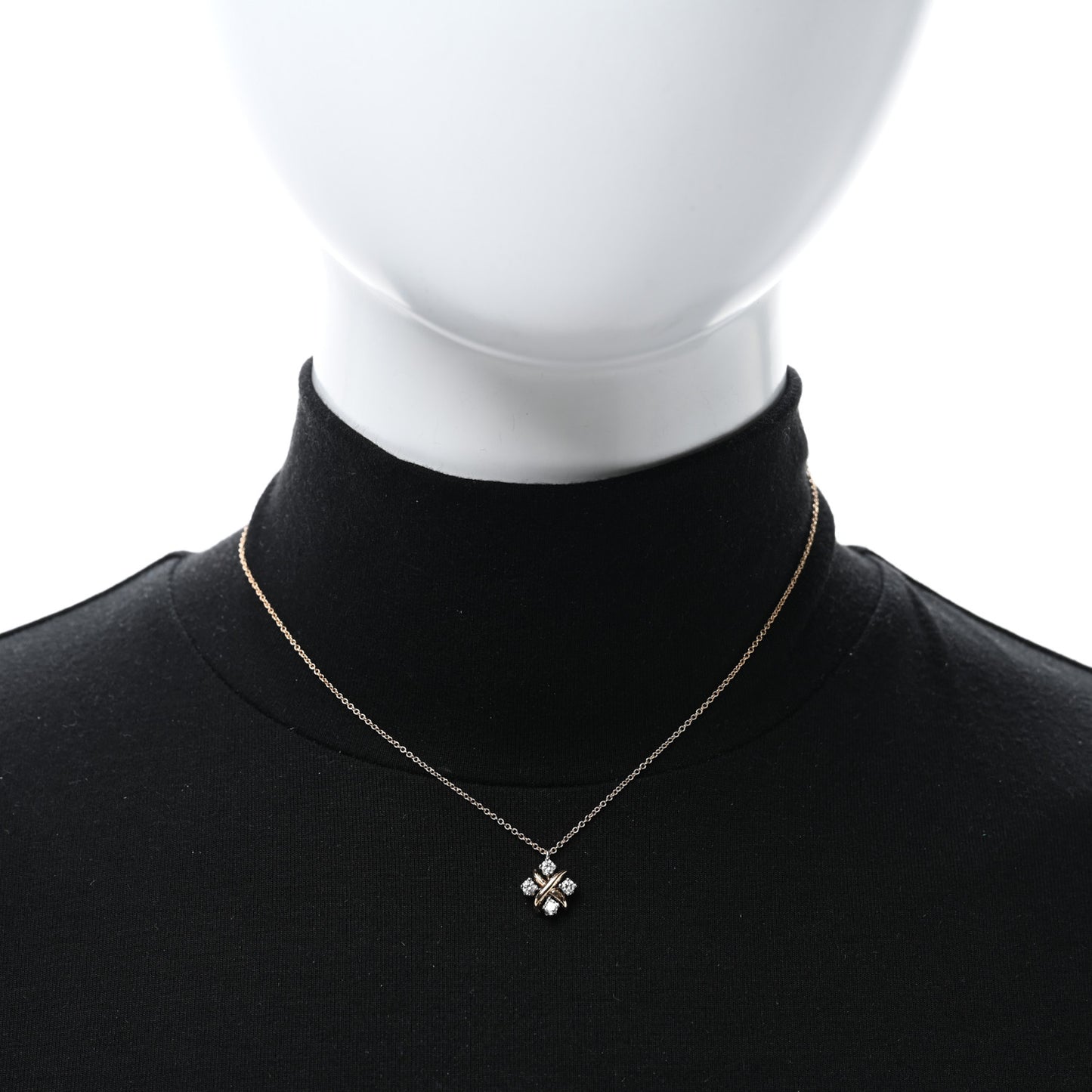 Platinum 18K Rose Gold Diamond Schlumberger Lynn Pendant Necklace