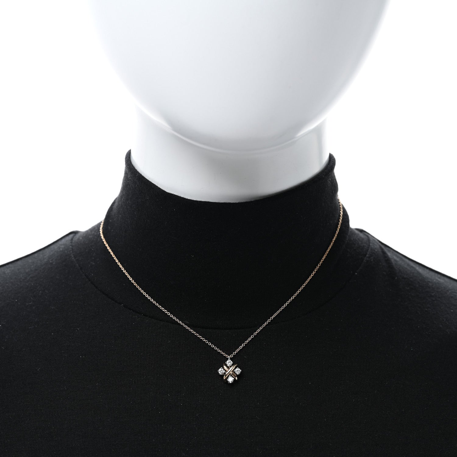 Tiffany Platinum 18K Rose Gold Diamond Schlumberger Lynn Pendant Necklace 2 of 5