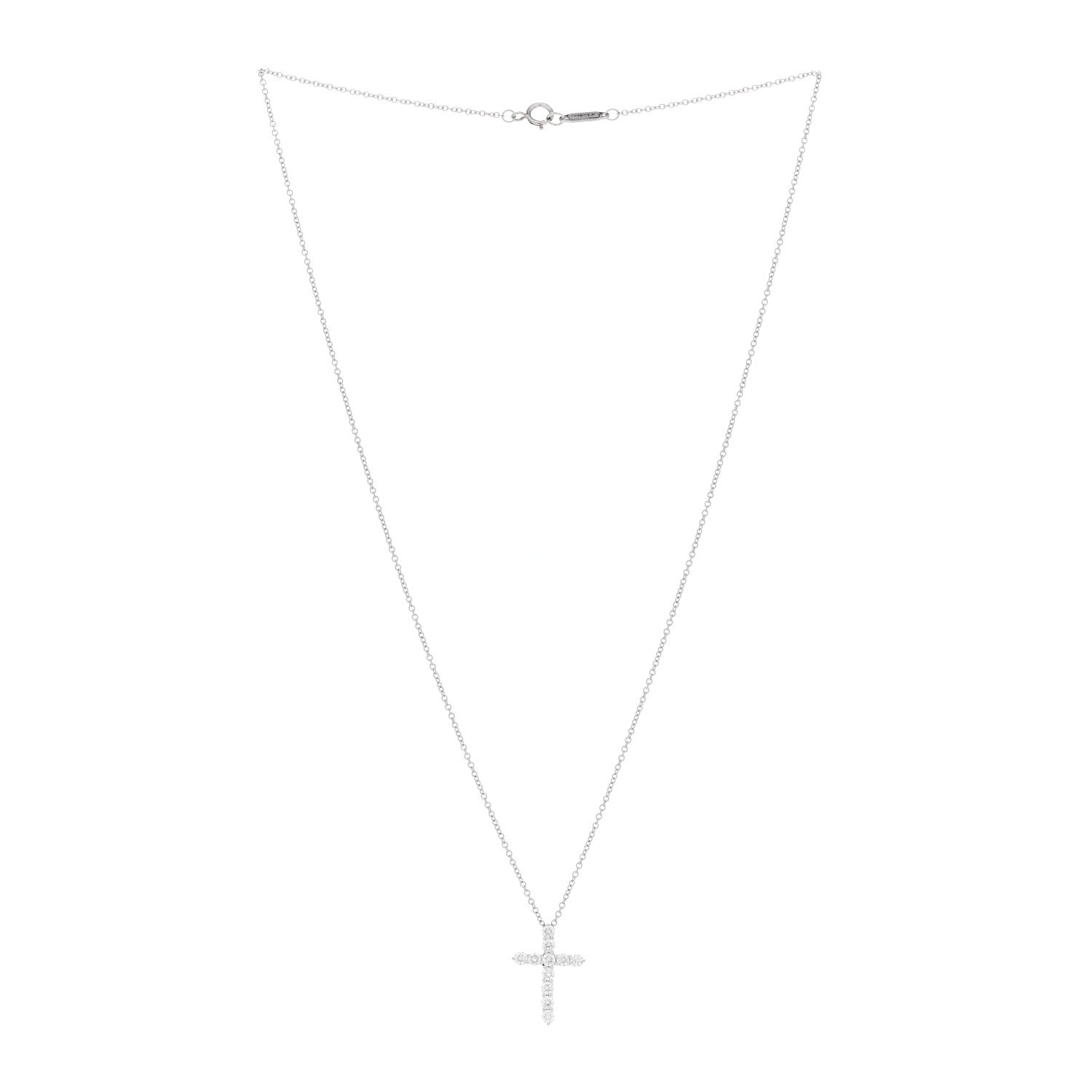 Tiffany Platinum Diamond Small Cross Pendant Necklace 3 of 6