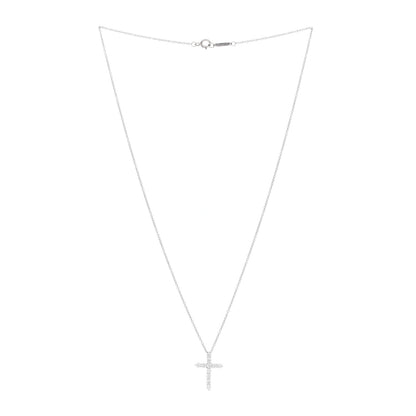 Tiffany Platinum Diamond Small Cross Pendant Necklace 3 of 6