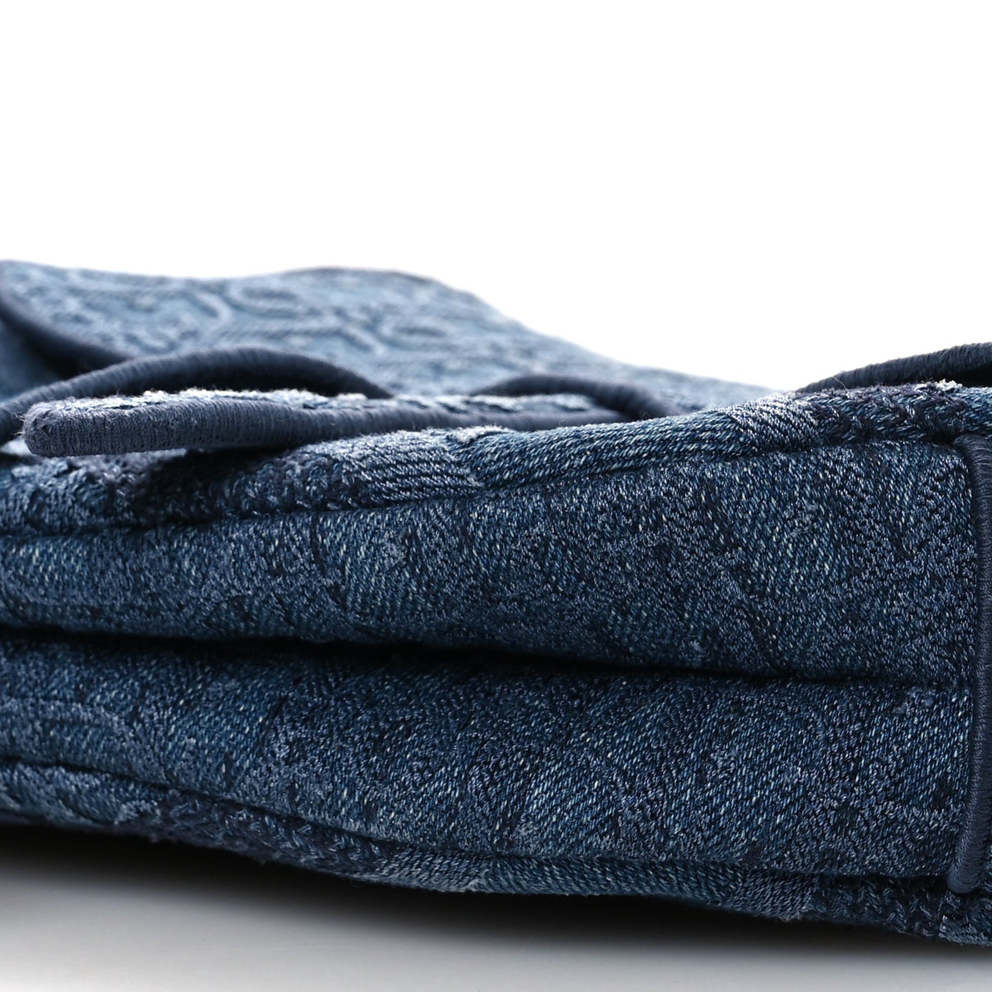 Oblique Embroidered Saddle Bag Denim Blue