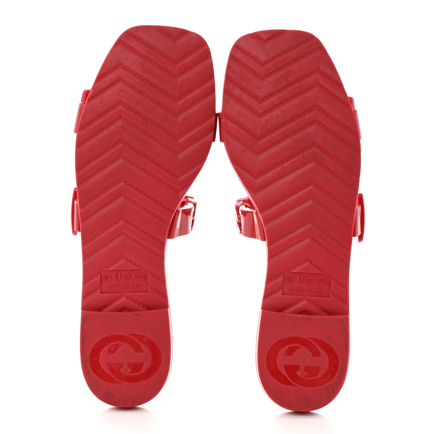 Gucci Rubber Womens Slide Sandals 36 Hibiscus Red 5 of 10