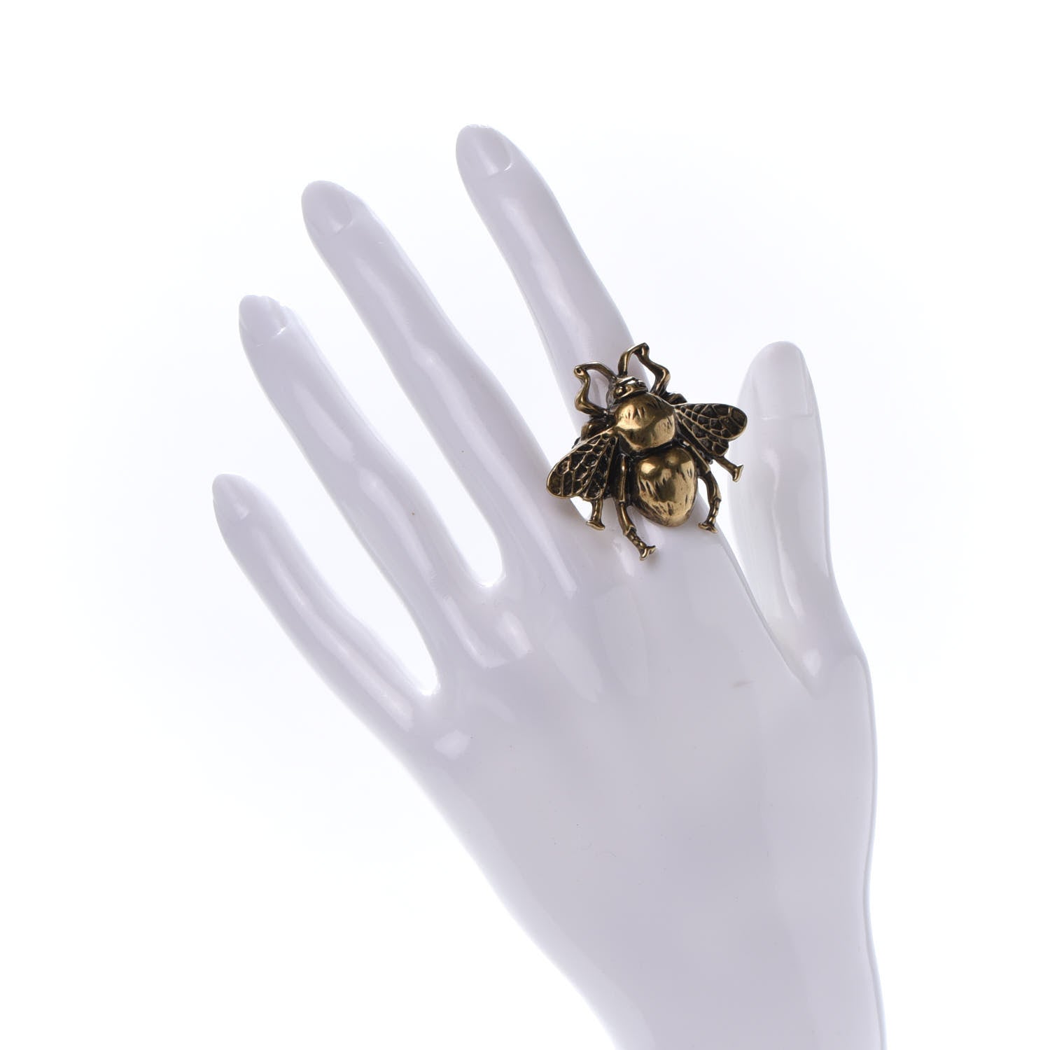 Gucci Metal Enamel Bee Ring S Aged Gold 2 of 4
