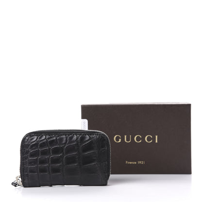 Gucci Crocodile Zip Around Card Case Black 9 of 9