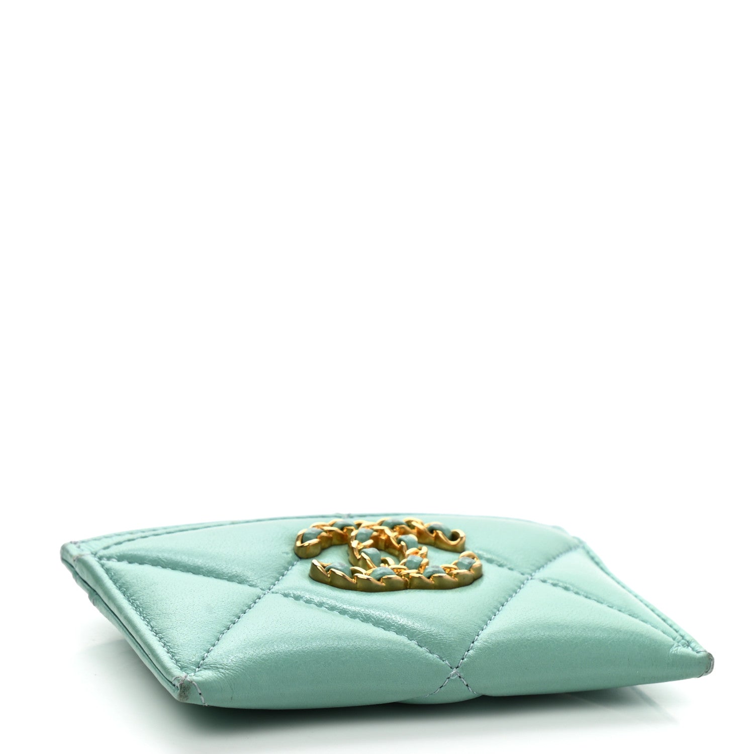 Chanel Lambskin Quilted Chanel 19 Card Holder Green 4 of 11