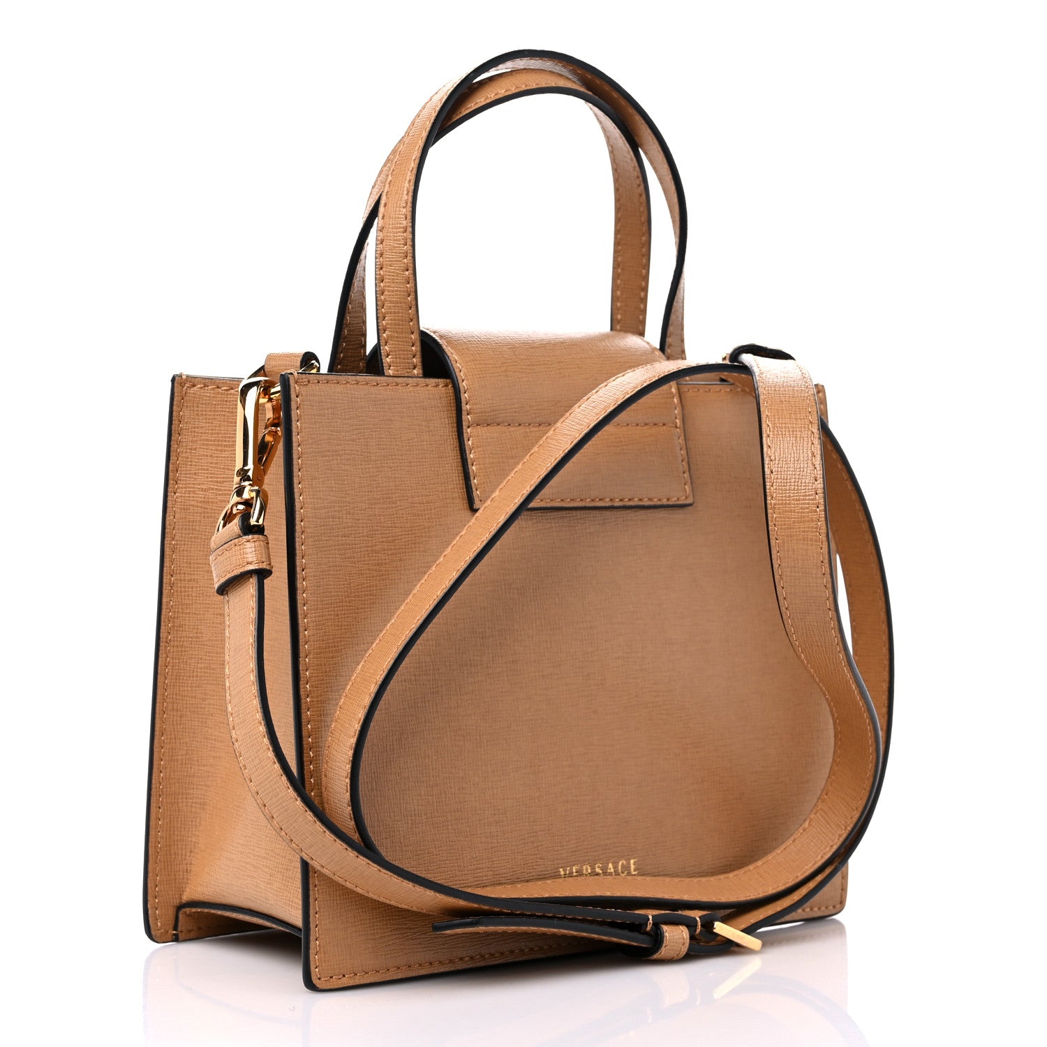 Versace Saffiano Virtus Top Handle Shoulder Bag Camel 3 of 10
