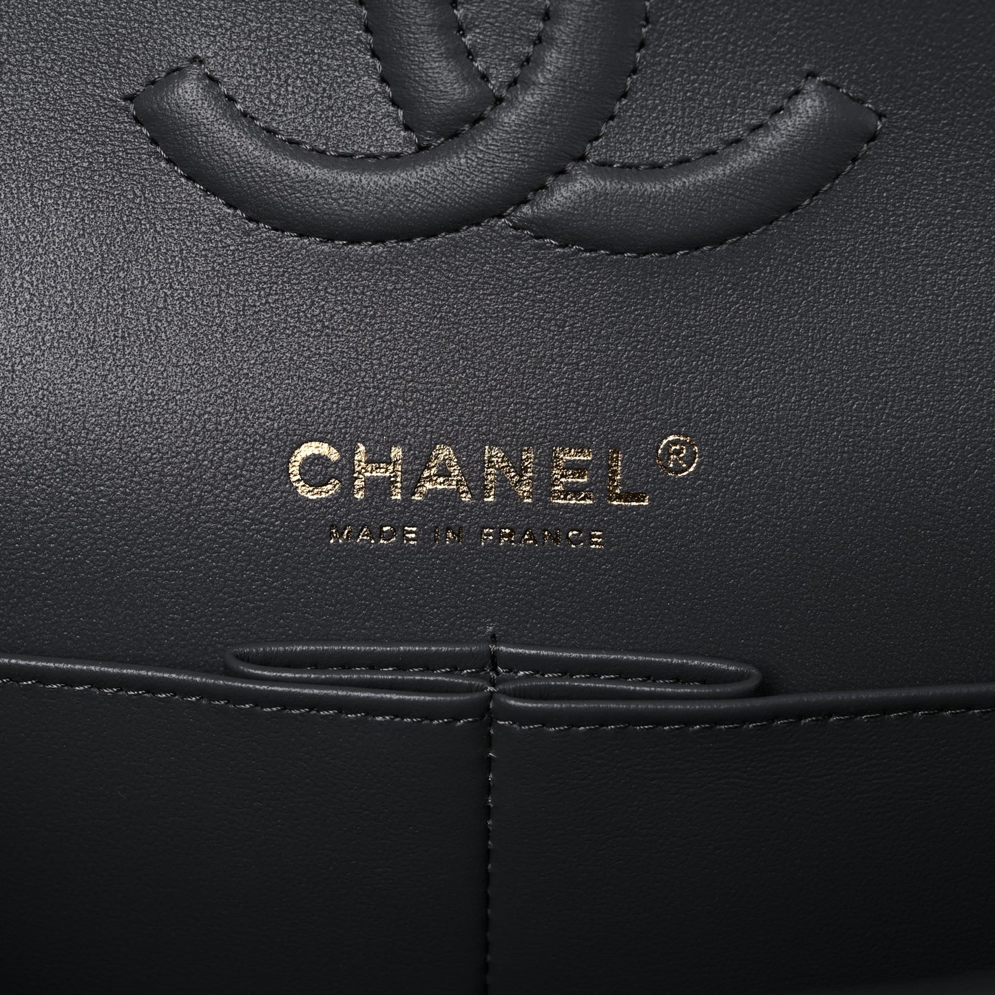 Lambskin Quilted Medium Double Flap Dark Grey