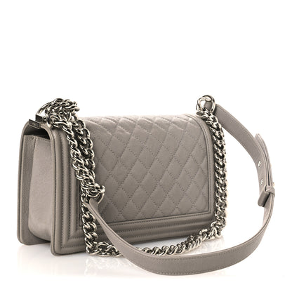 Chanel Caviar Quilted Medium Boy Flap Light Grey 3 of 15