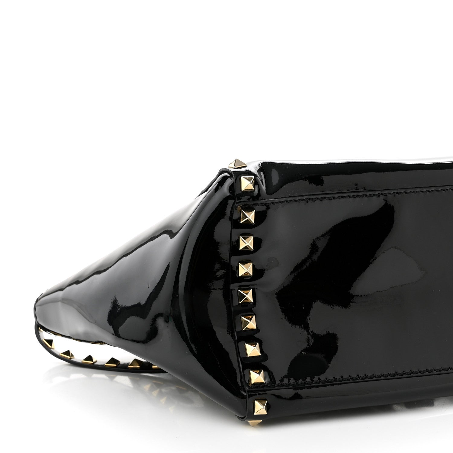 Valentino Garavani Patent Small Rockstud Double Handle Tote Black 8 of 11