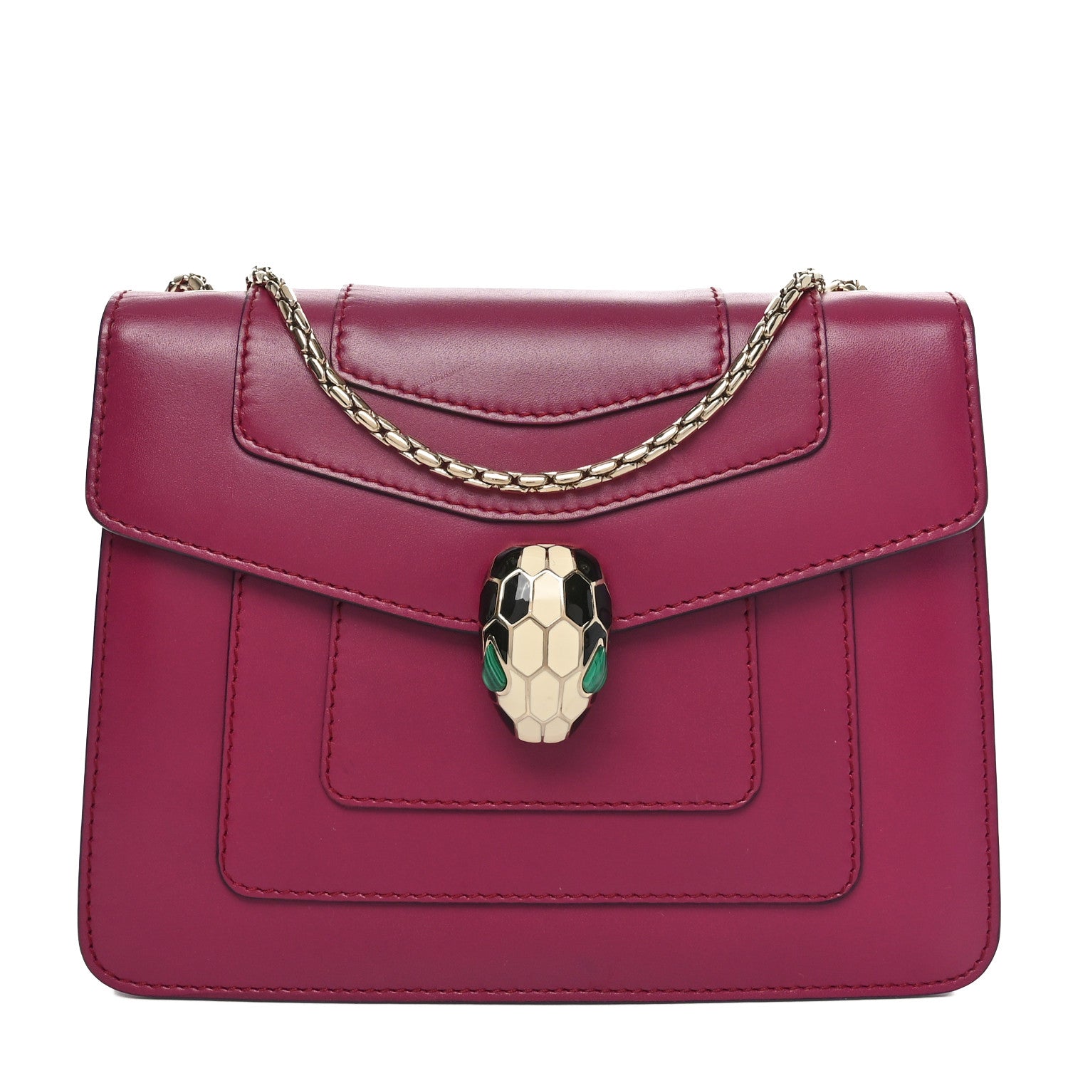 Bulgari Calfskin Small Serpenti Forever Snake Strap Crossbody Bag Plum 1 of 9