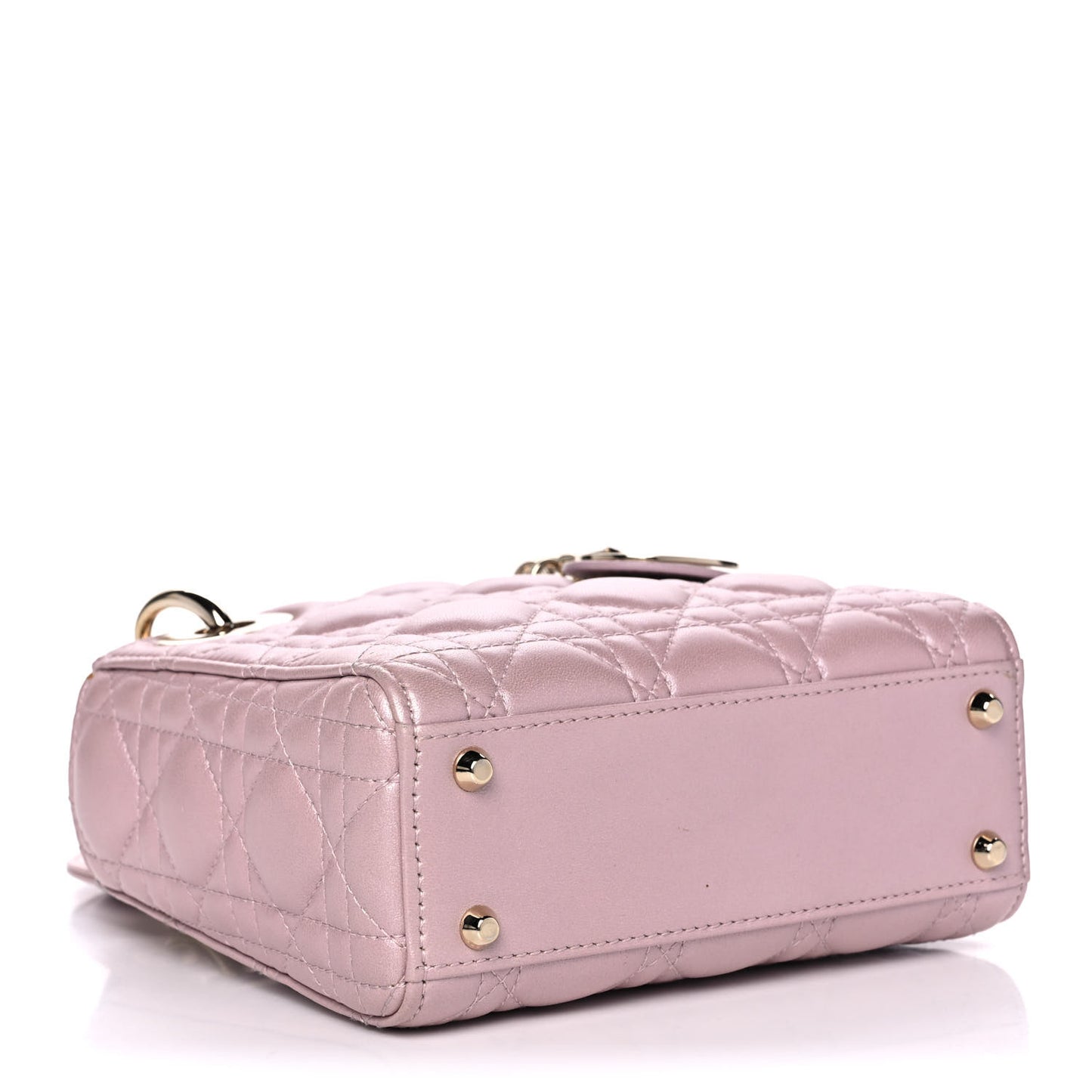Metallic Lambskin Cannage Mini Lady Dior Lotus