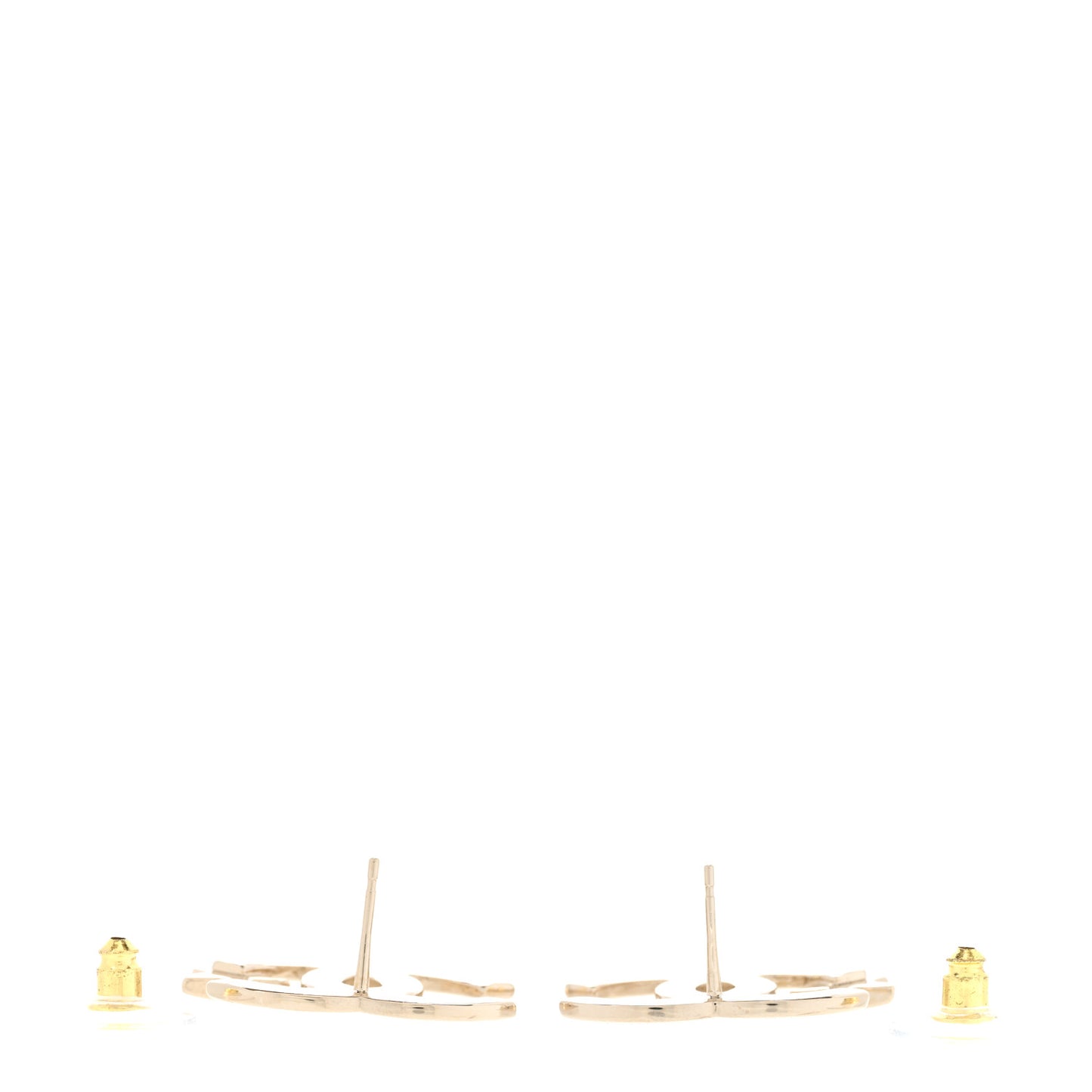 Metal Crystal CC Star Earrings Gold