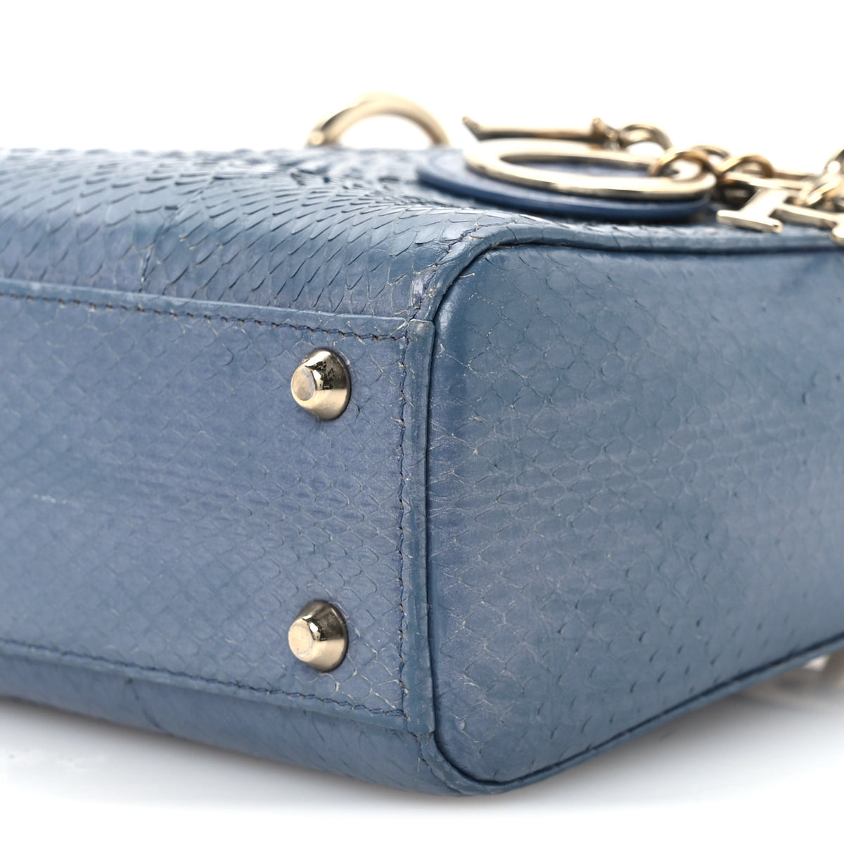 Snakeskin Mini Lady Dior Blue