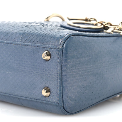Christian Dior Snakeskin Mini Lady Dior Blue 9 of 10