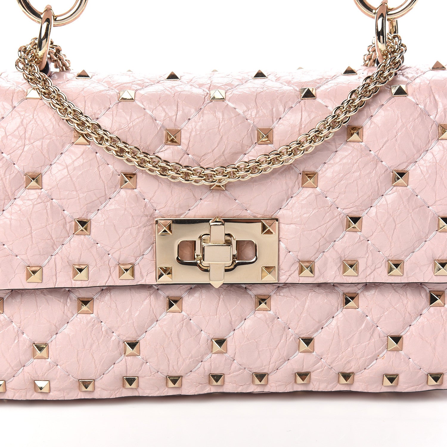 Valentino Garavani Craquele Nappa Small Rockstud Spike Shoulder Bag Water Rose 11 of 11