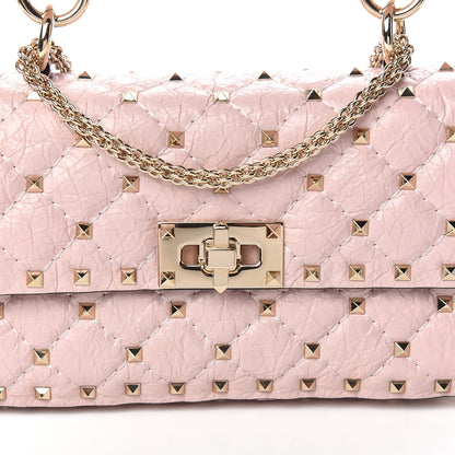 Valentino Garavani Craquele Nappa Small Rockstud Spike Shoulder Bag Water Rose 11 of 11