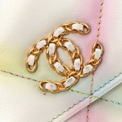 Chanel Printed Goatskin Quilted Chanel 19 Wallet On Chain WOC White Multicolor 14 of 15