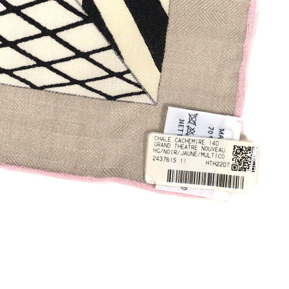 Hermes Cashmere Silk Grand Theatre Nouveau Shawl 140 Black Jaune Multicolor 3 of 3