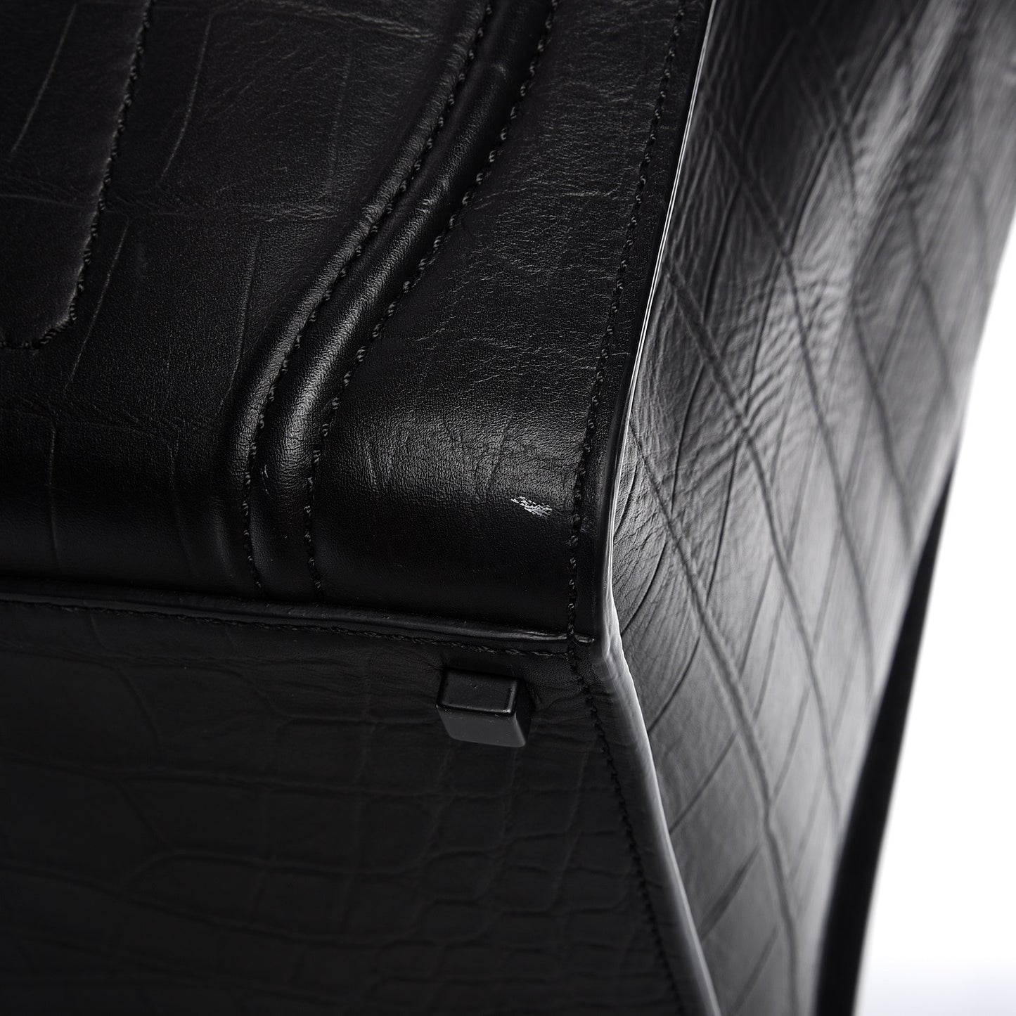 Crocodile Embossed Calfskin Medium Phantom Luggage Black