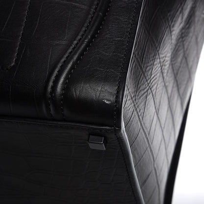 Celine Crocodile Embossed Calfskin Medium Phantom Luggage Black 9 of 10