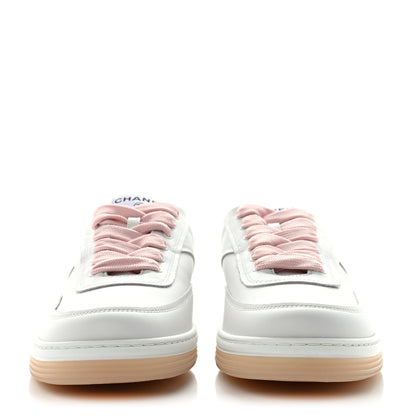 Chanel Calfskin Womens CC Sneakers 38 White Pink 2 of 10