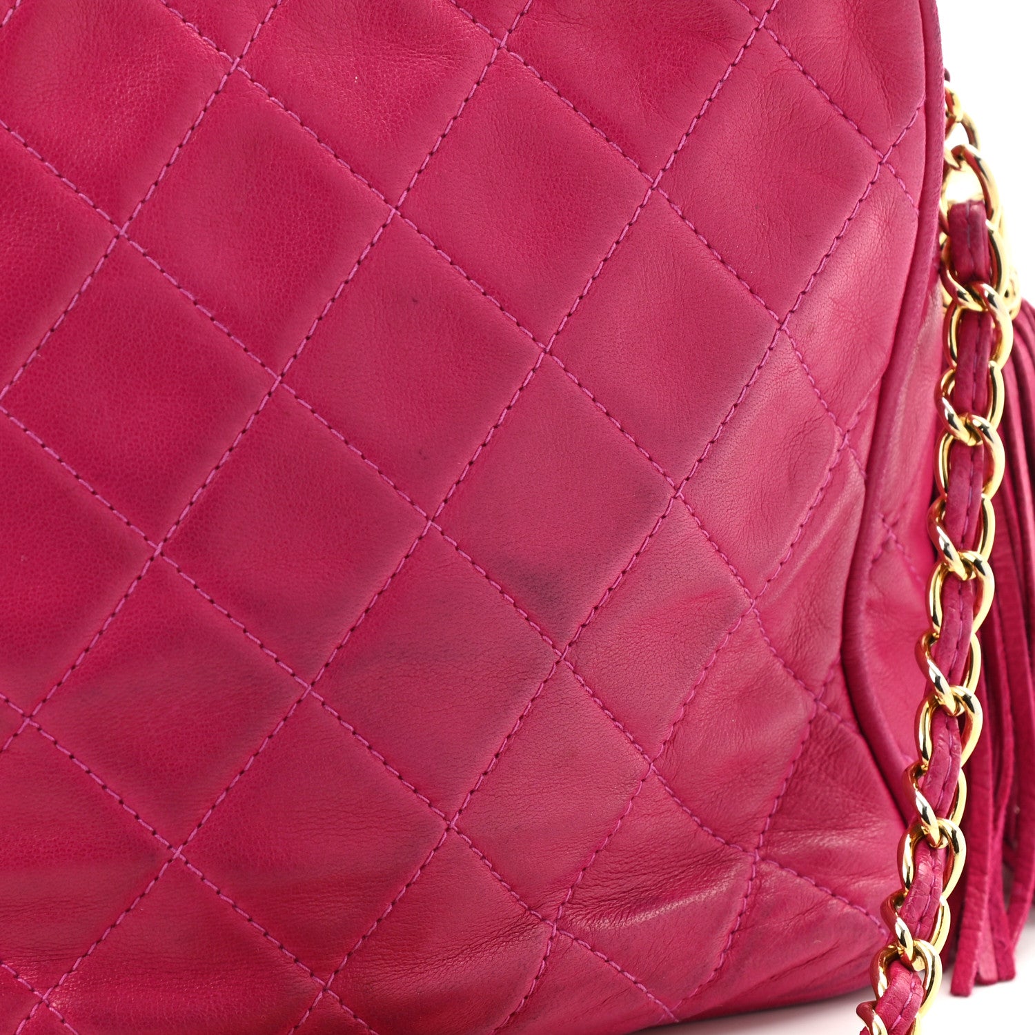 Chanel Lambskin Quilted Flap Tassel Camera Case Fuchsia 12 of 12