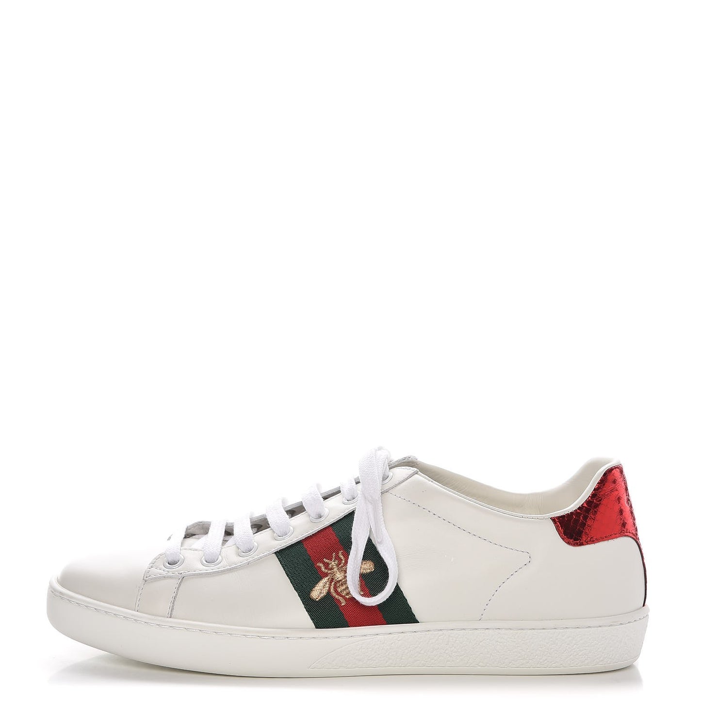 Calfskin Ayers Web Bee Embroidered Ace Sneakers 38.5 White