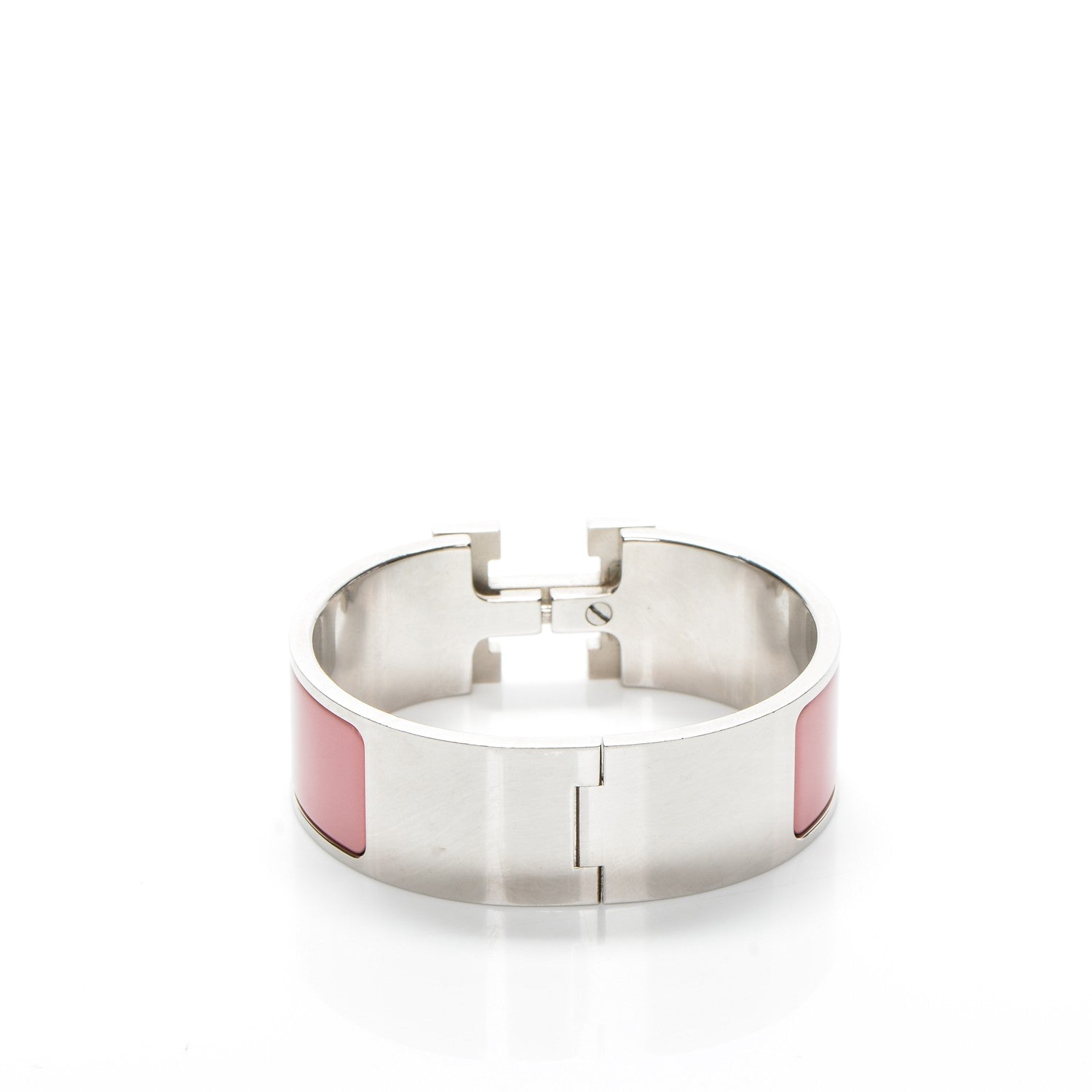 Hermes Enamel Wide Clic Clac H Bracelet PM Vieux Rose White 3 of 4