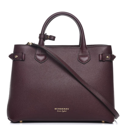 Burberry Grainy Calfskin House Check Medium Banner Tote Mahogany Red 1 of 9